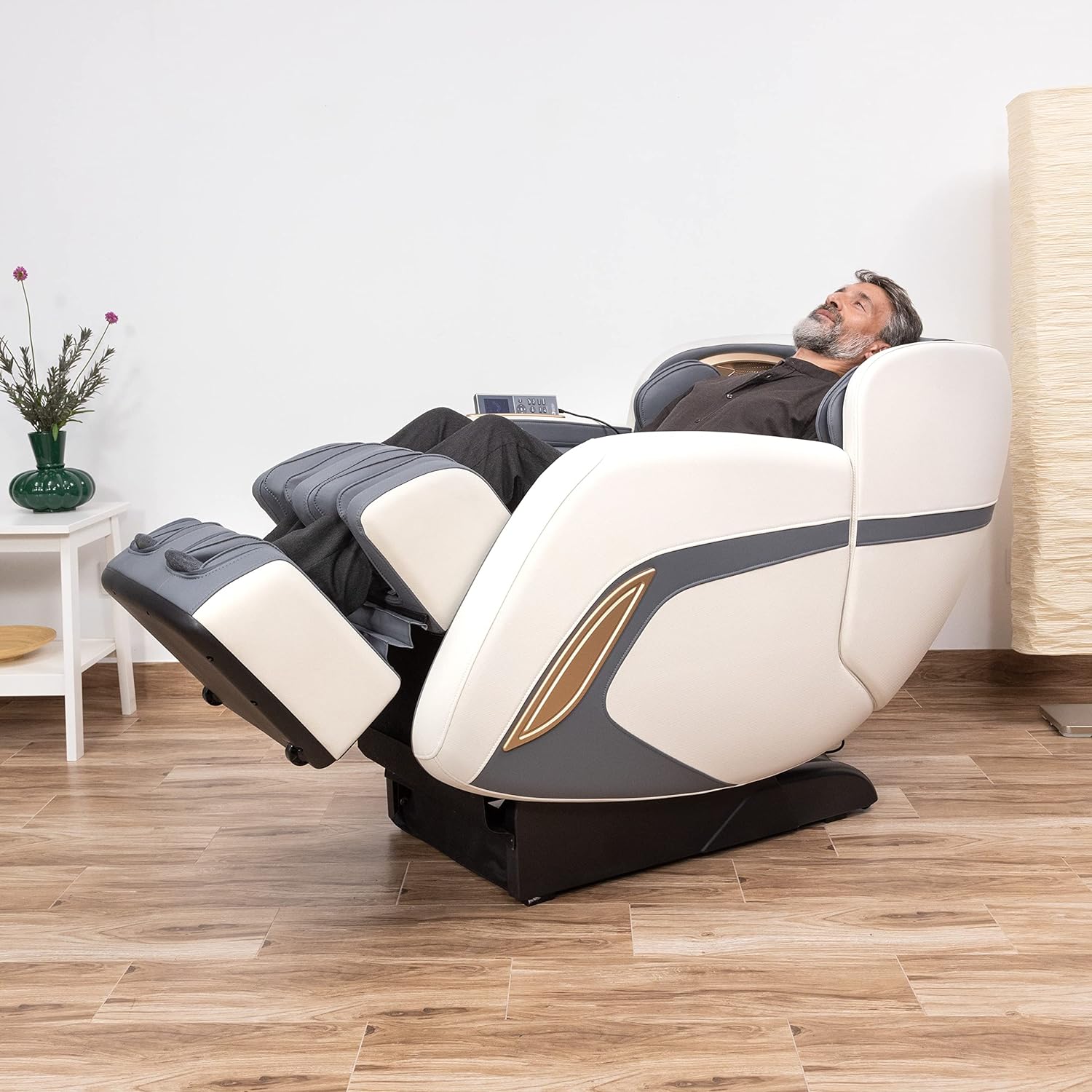 DÉTENTE GLOBALE | KENSHO Plus | Sill��n Masaje Azul Grisaceo | 7 programmes | Presoterapia de Aire, Reflexoterapia de Pies, Termoterapia Espalda, Gravedad y Espacio Cero| Sonido Envolvente 3D | Bluetooth