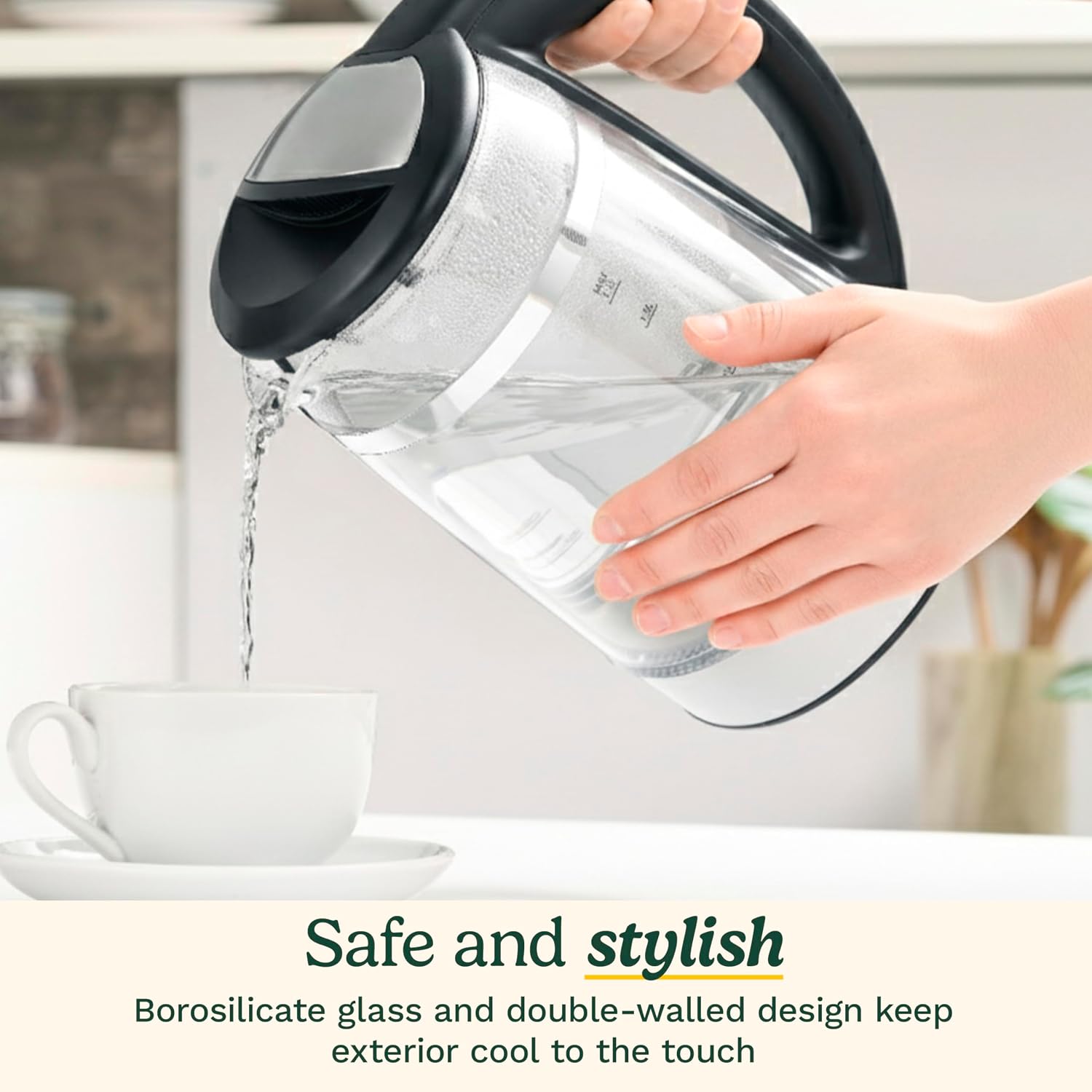 Cuisinart 1.7L Glass Variable Temperature Control Electric Kettle 110 ° F–212 ° F with Touchscreen Controls, Illumination, Dual-Layer Cool-Touch Design & Nondrip Spout