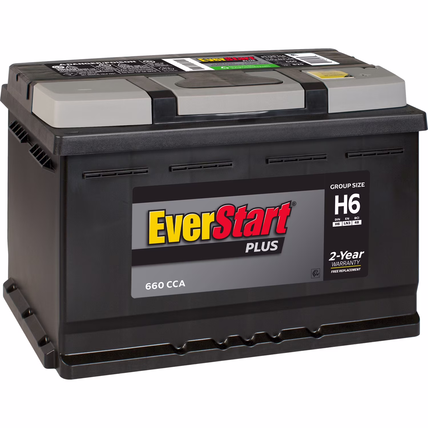 Plus Lead Acid Automotive Battery, Group Size H6 / LN3 / 48 12 Volt, 660 CCA