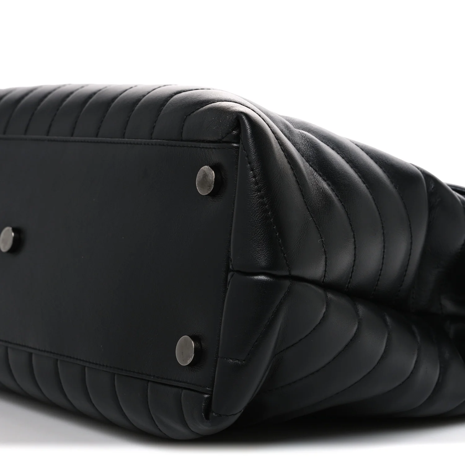 Calfskin Y Quilted Monogram Monochrome Large Loulou Chain Satchel Black