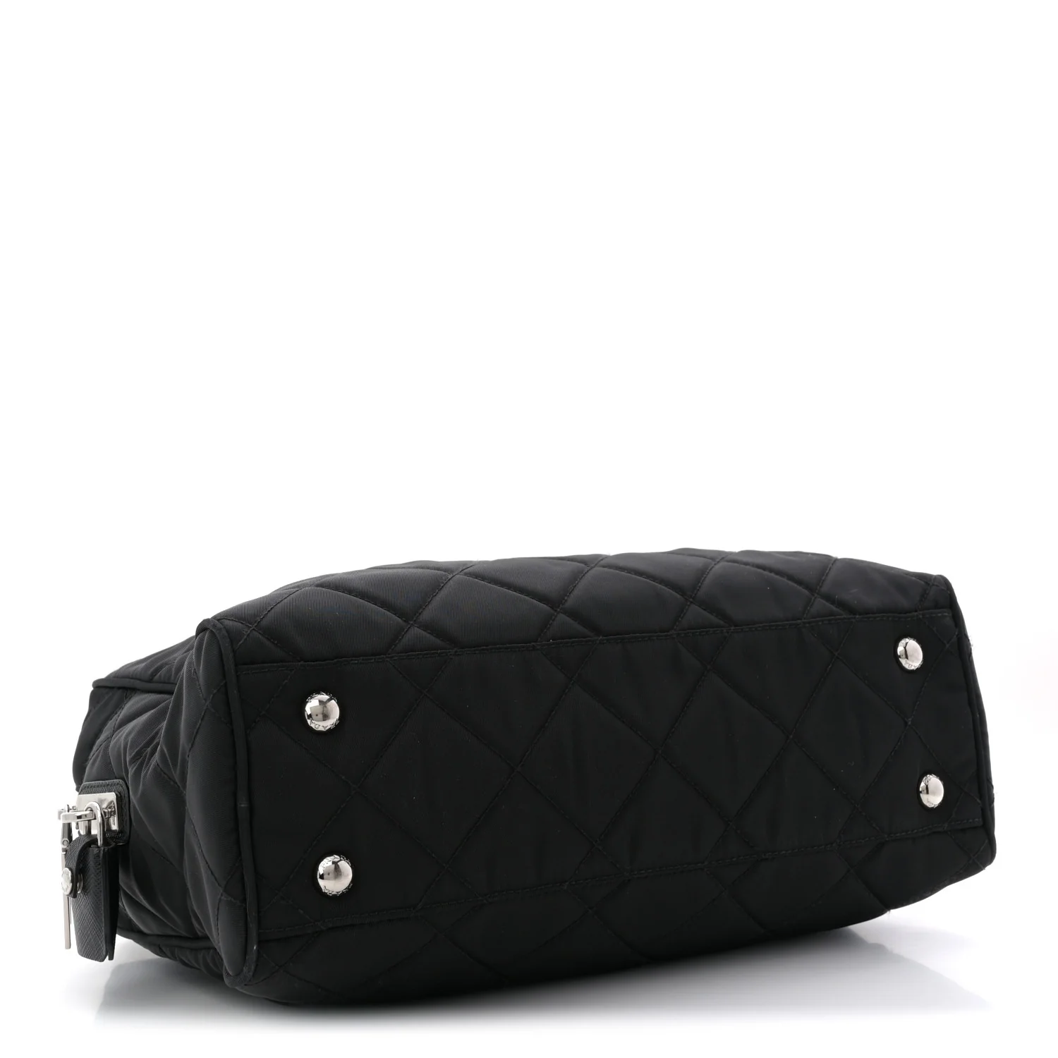 Nylon Tessuto Impuntu Quilted Shoulder Bag Black
