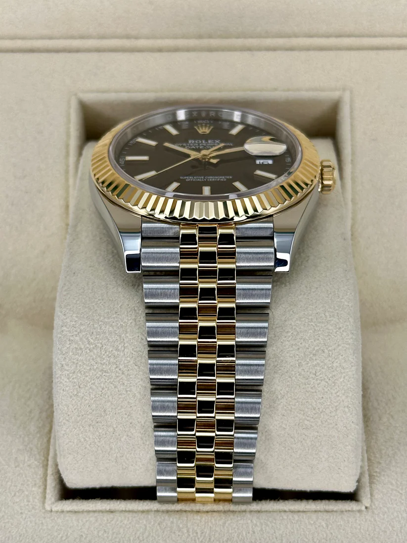 [Super Clone]RLX  Datejust 41mm Two-Tone Yellow Gold Fluted Bezel Black Index Dial Jubilee - 126333-0014