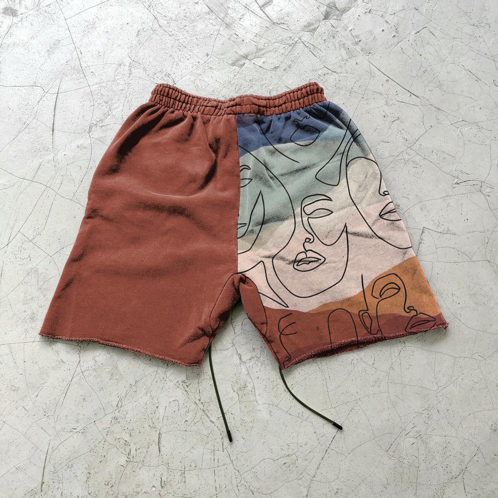Short de sport imprimé graffiti abstrait tendance streetwear