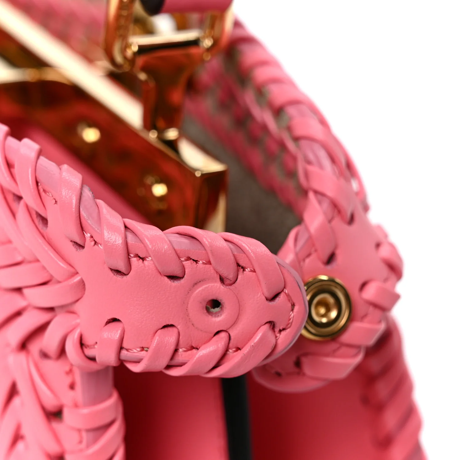 Vitello King Shiny Nappa Intreccio Petite Peekaboo I SEE U Satchel Pink Dalia