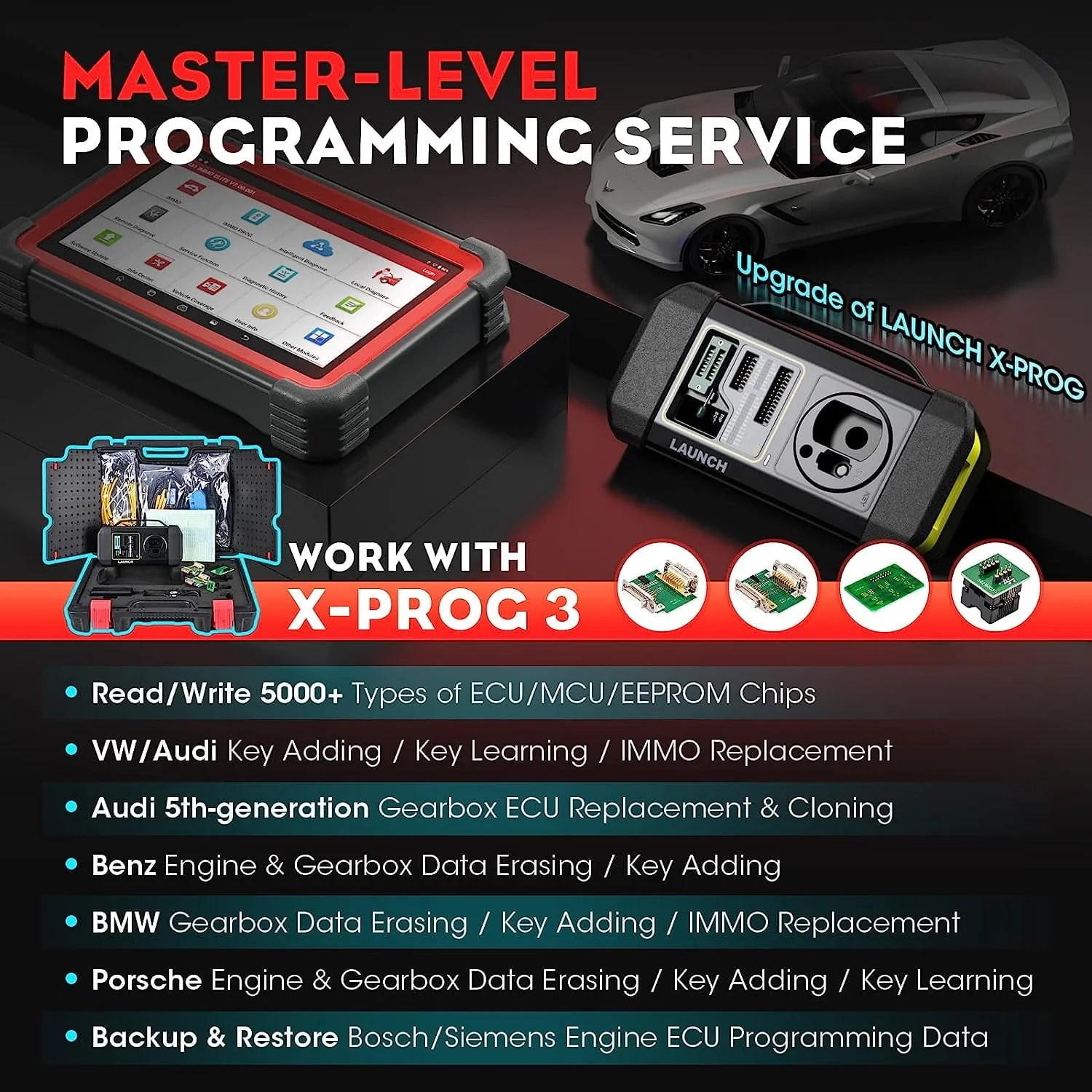X431 IMMO Elite Key Programming Car Diagnostic Scan Tool with X-PROG3 Key Programmer, ECU Clone/match, CANFDDOIP, 39+ Services 2 Years Free Update - Image 4