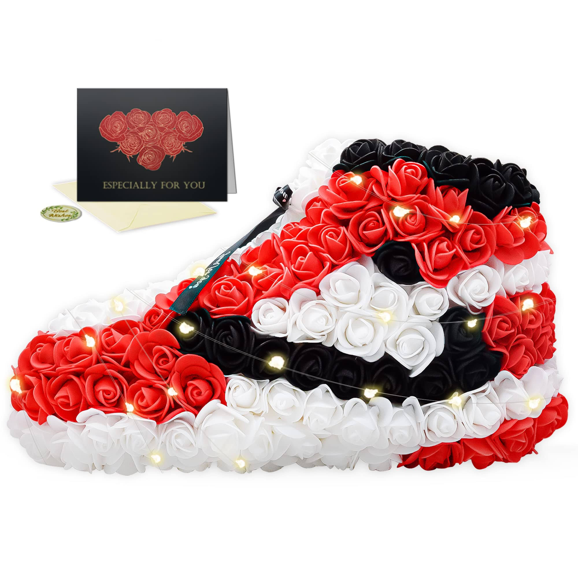 Madala Valentines Gifts for Him Men Husband, Artificial Flowers Rose Sneaker Shoe with Gifts Box for Boyfriend Boys Kids, Birthday Day Gifts Idea