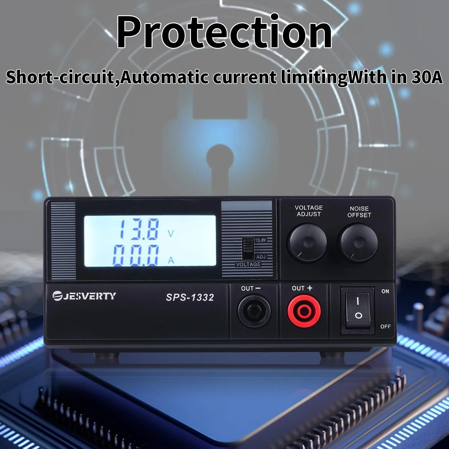 Universal Compact Bench Power Supply- 30 Amp Regulated Home Lab Benchtop AC-to-DC Converter 13.8 Volt/9-15Volt, Cooling Fan, Screw Type Terminals SPS-1332(1332(5-19V 30A)) - Image 4