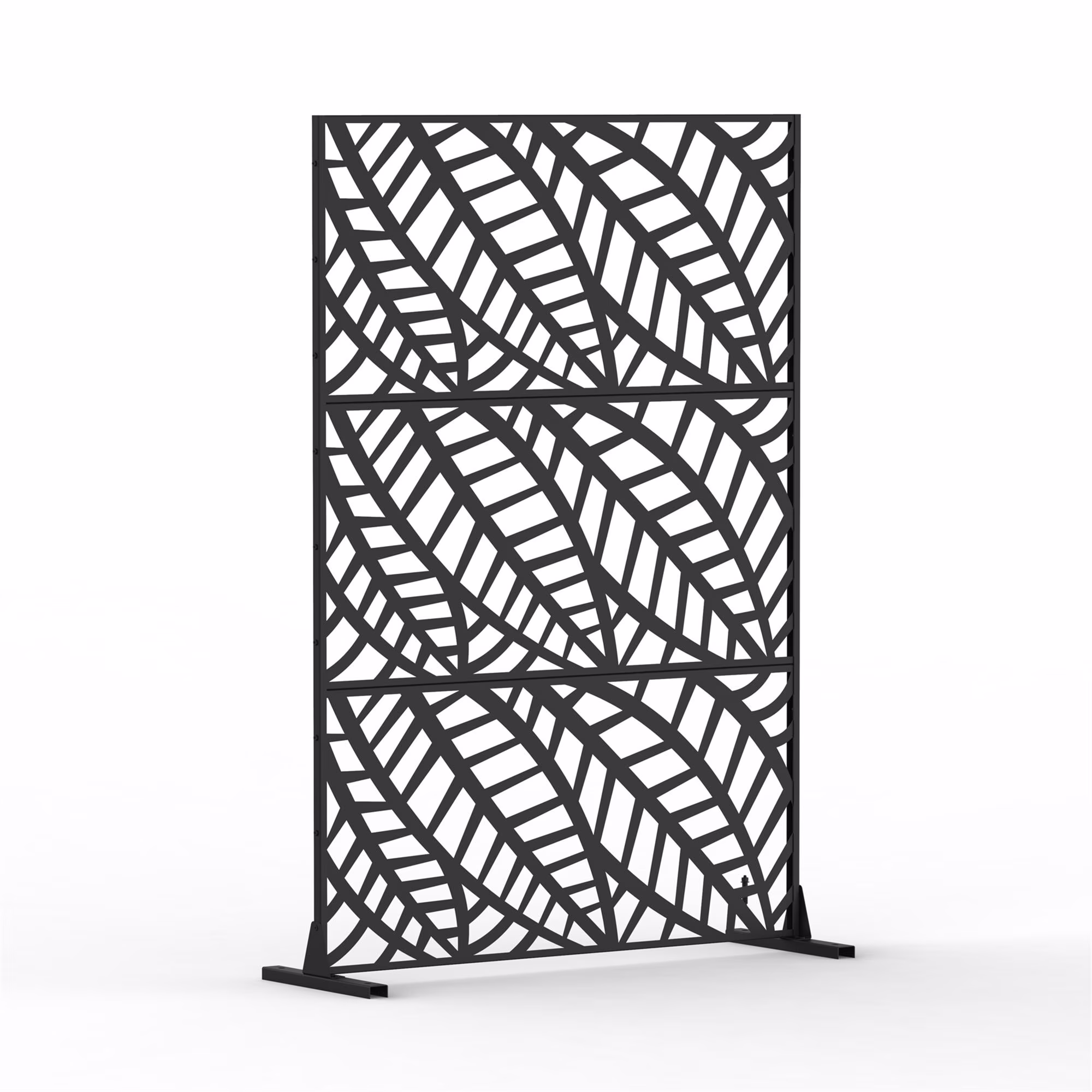 DUOSONG Metal Privacy Screen, Freestanding Outdoor Indoor Divider, Decorative Privacy Screen Panels For Balcony Patio Garden, Leaf-Shaped Black Steel Household Supplies & D��cor Privacy Screens