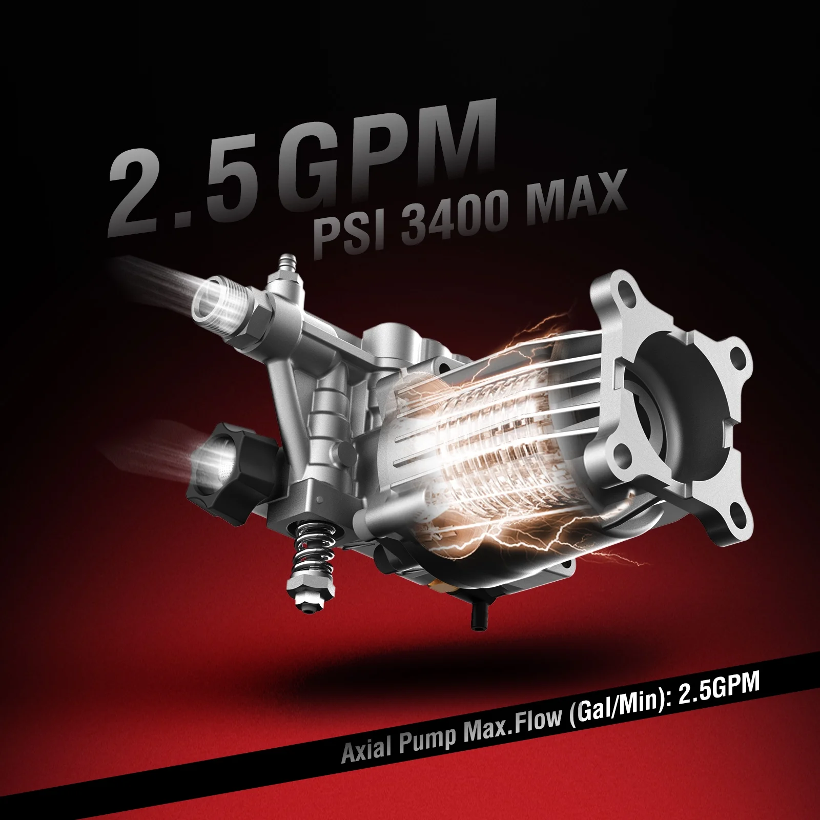 3400PSI Gas Pressure Washer, 212cc Engine 2 5GPM 5 Quick Adjustable Nozzles for Gardens Image 3