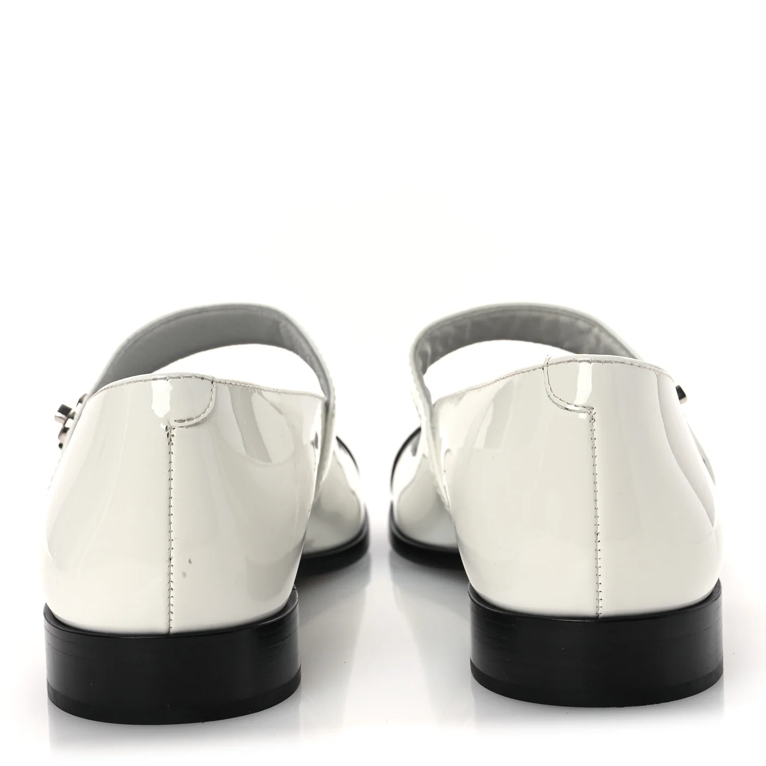 Patent Calfskin Mary Janes Flats 39 White Black