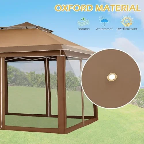 Pop Up Tent Canopy, Waterproof Canopy with Net and UV Resistant, Sidewalls Instant Shelter Canopy Tent with Carrying Roller Bag for Garden, Grill and Backyard (White)
