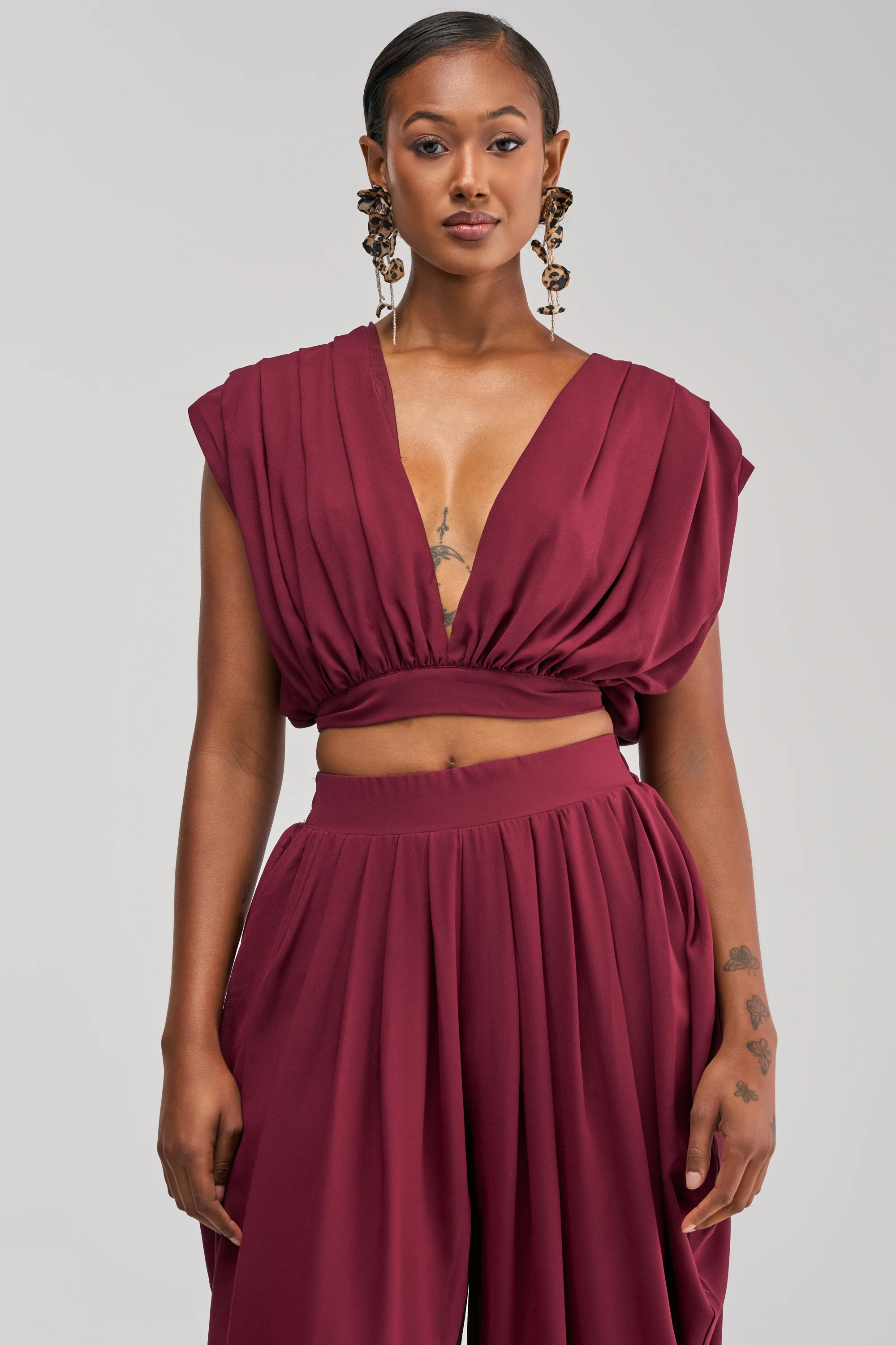 READY TO DANCE SLINKY BLOUSE IN BURGUNDY - Akira Store