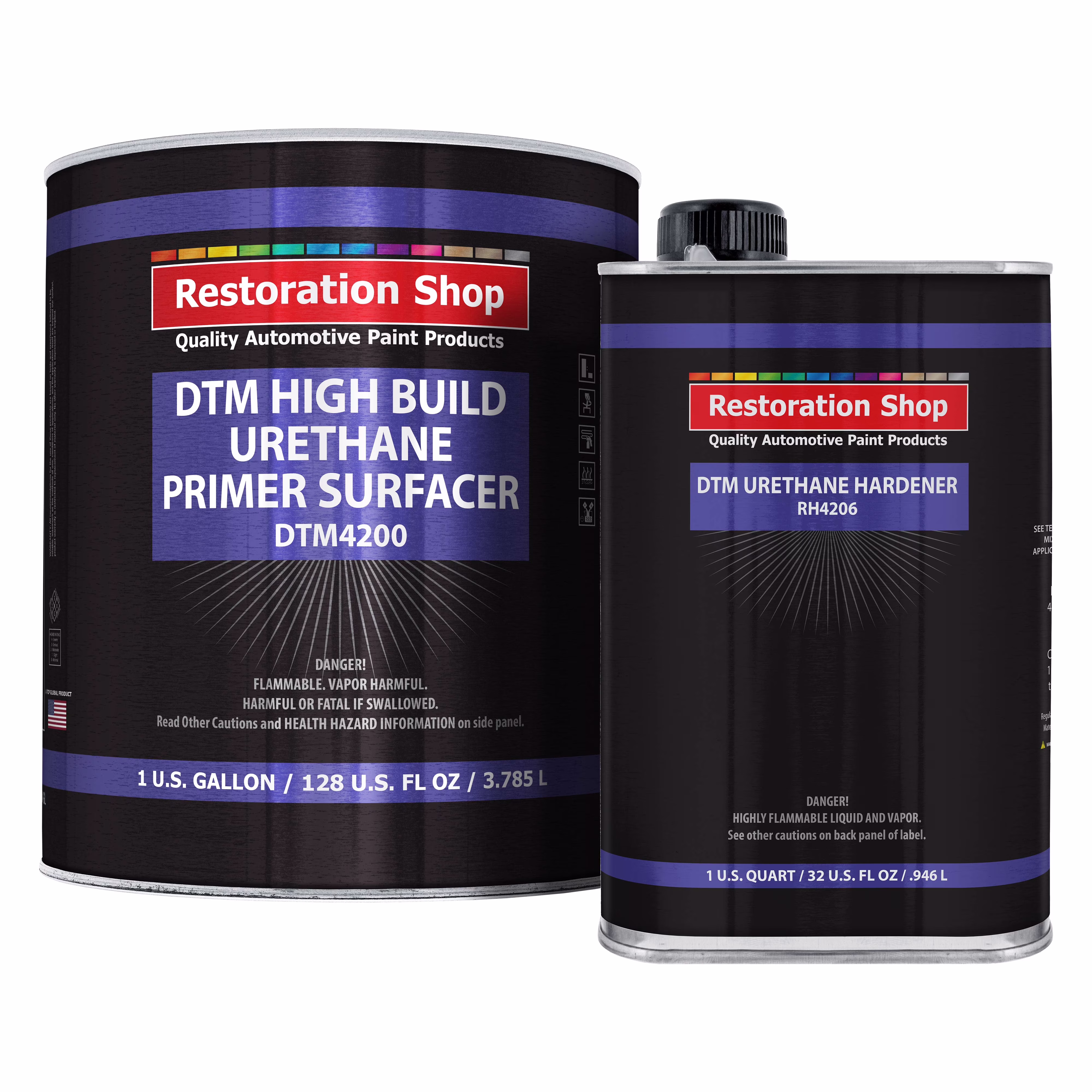1.25 Gallon 2K High Build Primer Automotive Paint Kit 1 Gal. Gray Urethane Primer Surfacer, 1 Qt Hardener, 4:1 Mix Ratio Professional Auto Car Refinish Coating Auto Body Repair