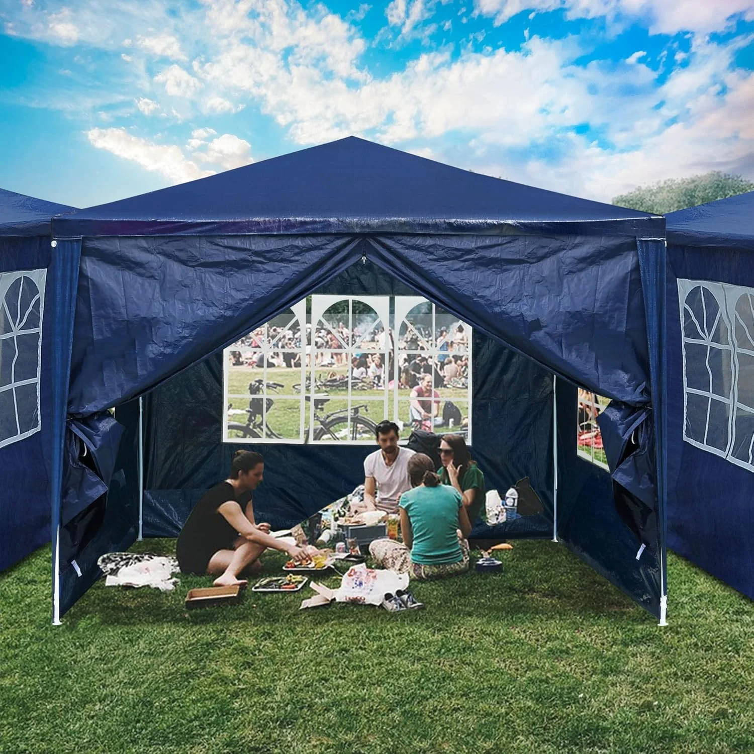 10' x 10' Outdoor Wedding Party Tent 4 Sidewalls, Blue(Blue)