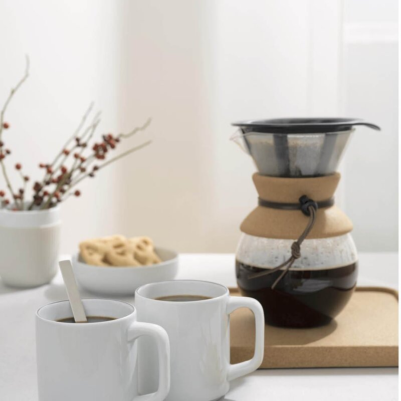 Pour Over kaffebrygger 1 L/8 kopper filter/kork