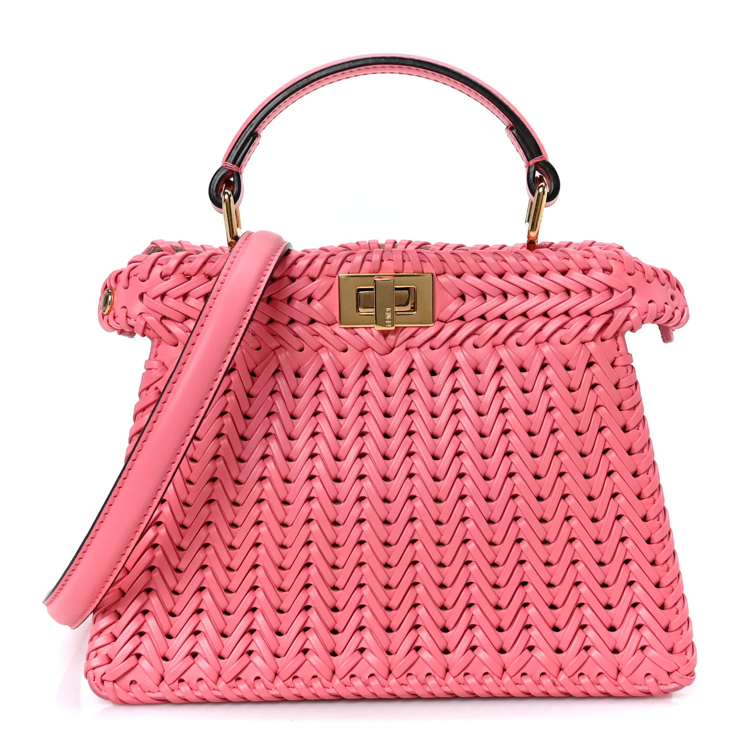 Vitello King Shiny Nappa Intreccio Petite Peekaboo I SEE U Satchel Pink Dalia