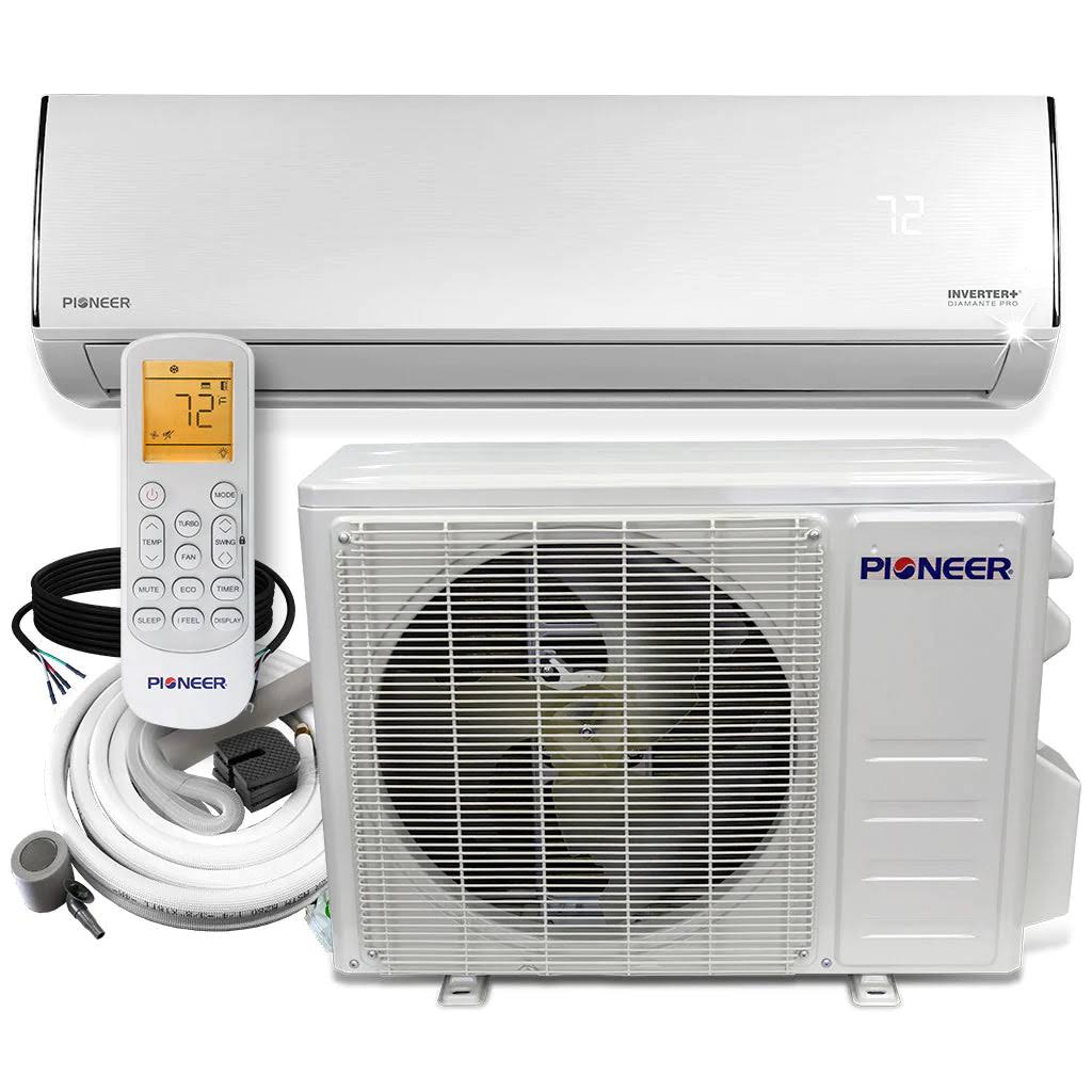 Pioneer Low-Ambient 12,000 BTU 1 Ton 19 SEER2 Ductless Mini Split Wall Mounted Inverter Air Conditioner with Heat Pump 110/120V, White
