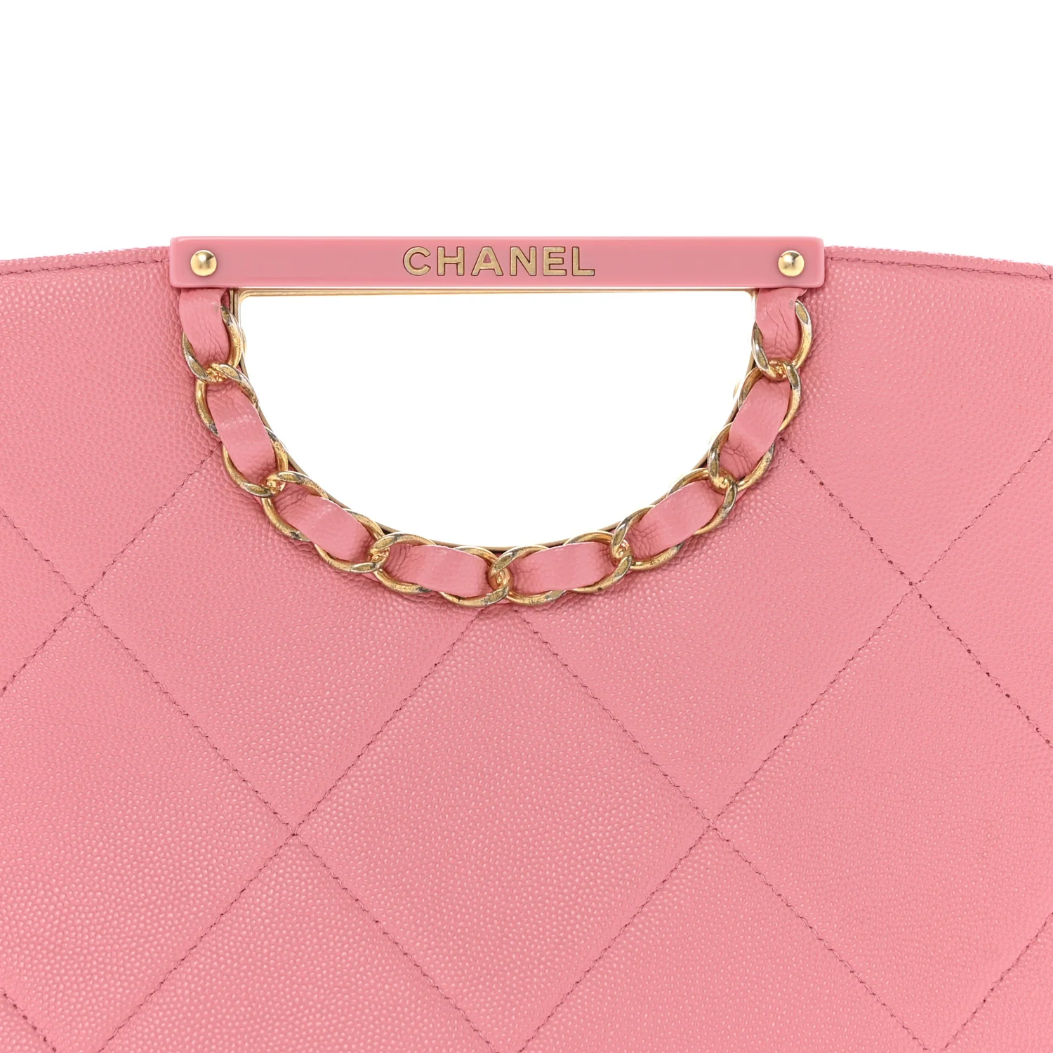 Caviar Quilted A Real Catch Clutch Pink