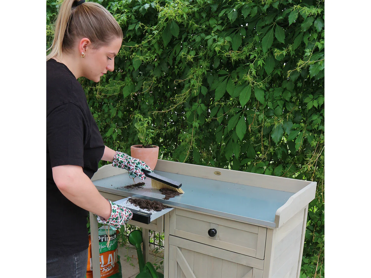 HABAU Table de jardin avec armoire infrieure, 98 x 48 x 95 cm