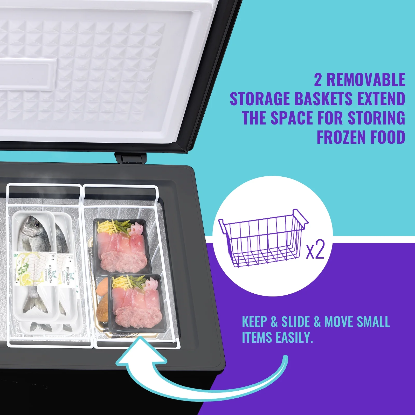 4.0 Cu.ft Deep Freezer Top Open Door Compact Freezer with 2 Removable Storage Baskets Black(4.0 CU.FT/BLACK) - Image 8