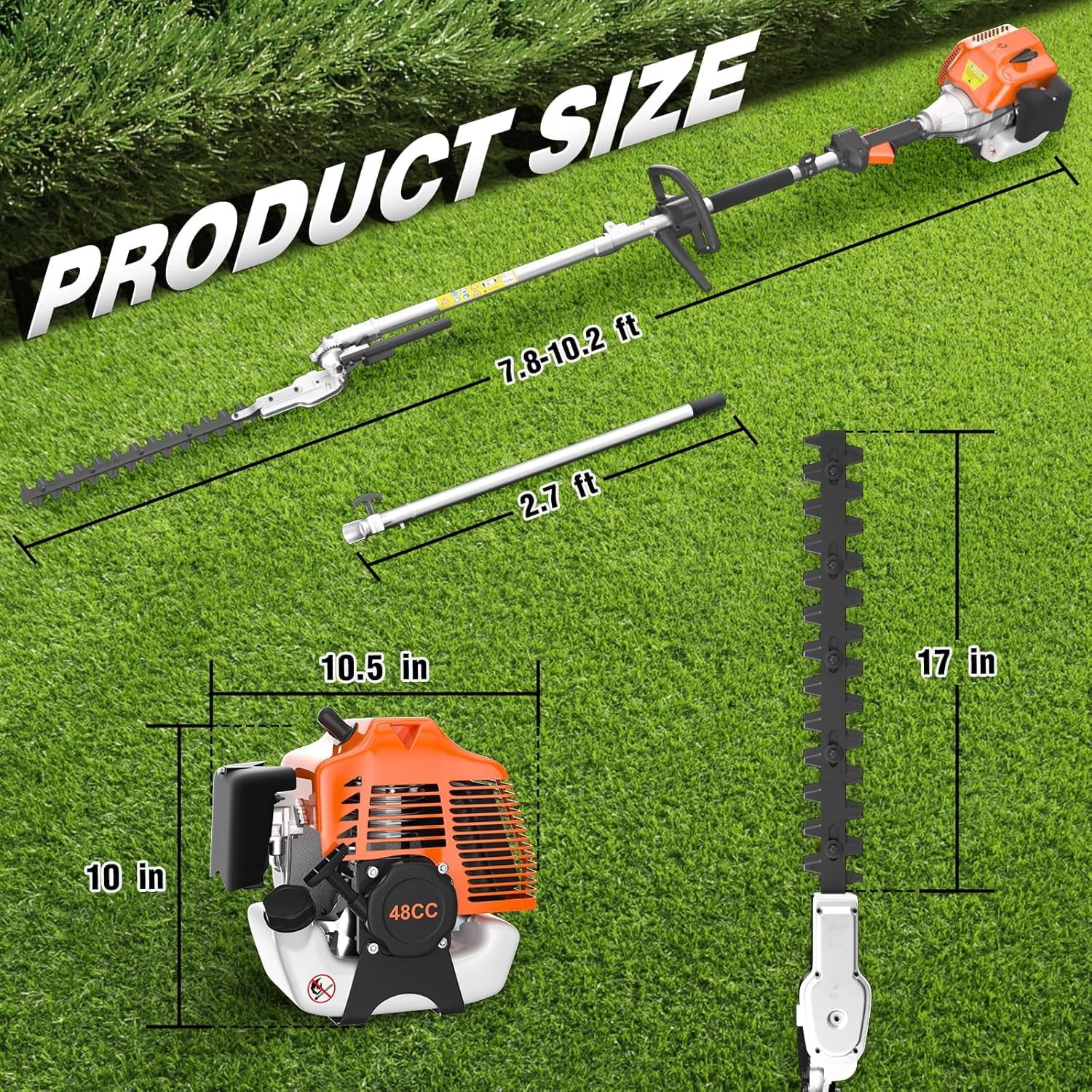 Zhixing 52CC 2-stroke 3-in-1 petrol lawn mower hedge trimmer, multifunctional garden pruning tool with weeder head + hedge blade, powerful lawn and tree trimmer, home gardening care machine