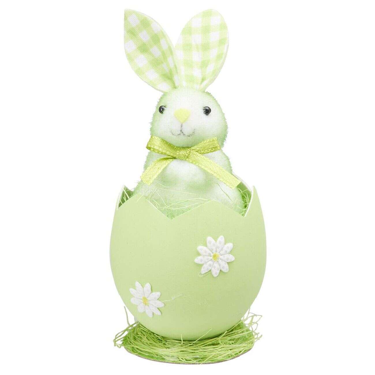 Lapin dans oeuf de Pâques motif Vichy x 2