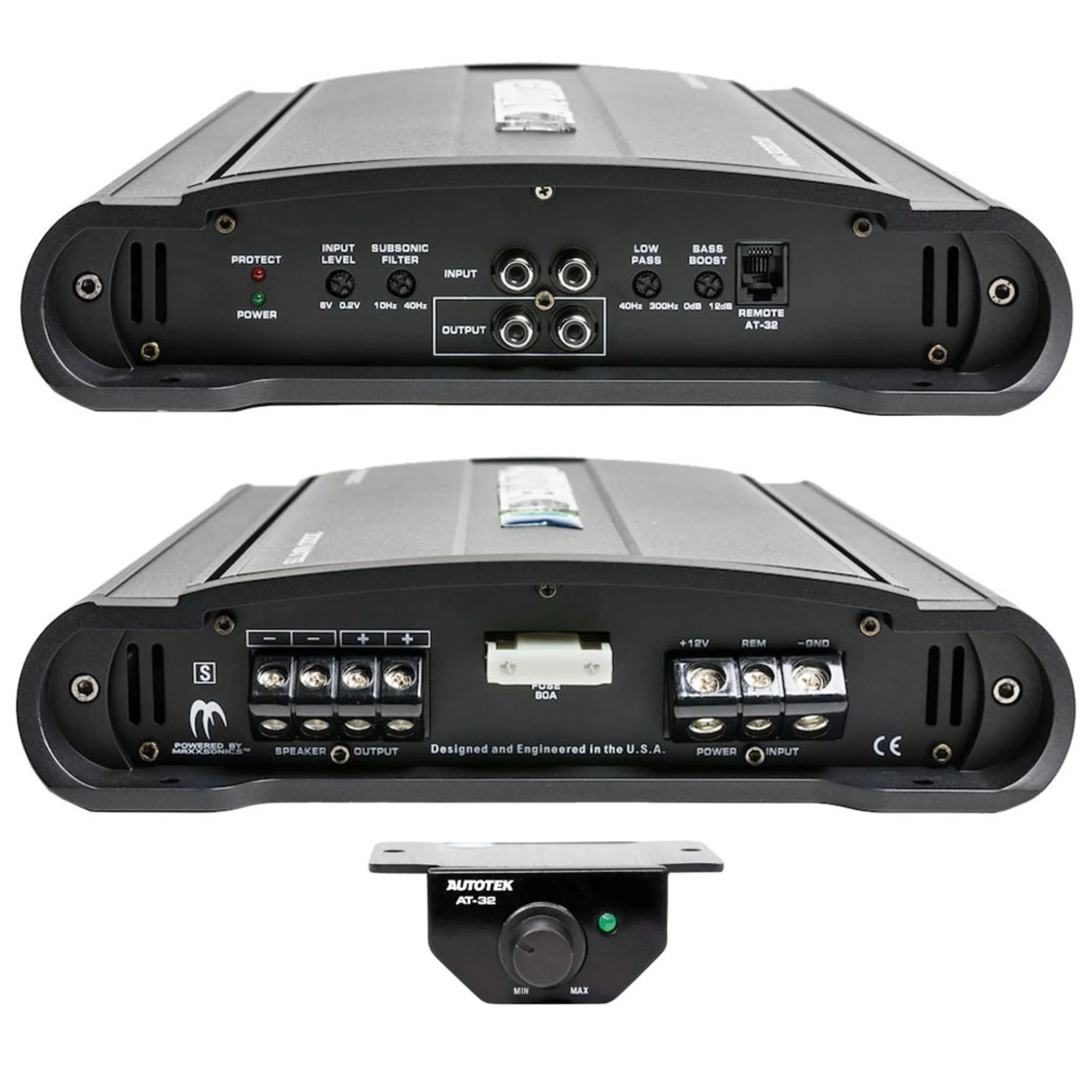 AUTOTEK MM - 3020.1D 3000W Max Mean Machine Series 1 Ohm Stable Monoblock Class - D Amplifier W/ Bass Knob Included