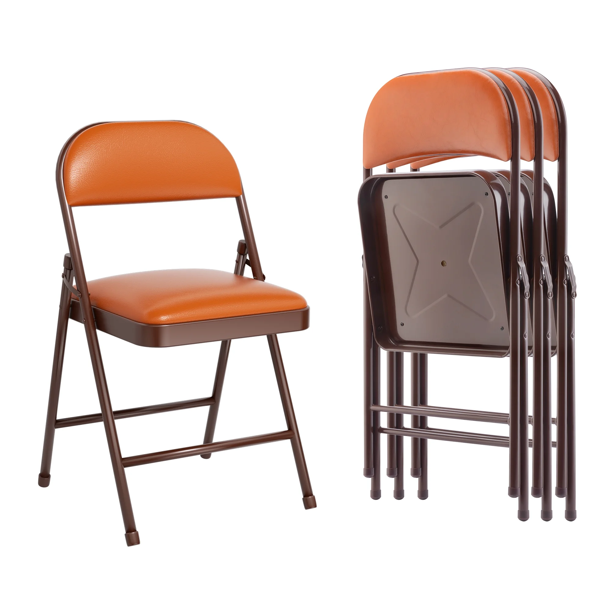 4 Pack Padded Folding Chairs with Upholstered Cushion and Back, Metal Frame for Indoor and Outdoor, Commercial Use (Set of 4) - Image 5
