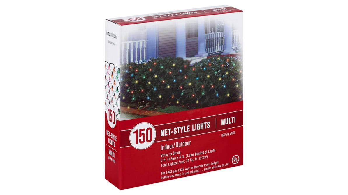 Everstar Lights, Net-Style, Multi, Green Wire - 150 lights