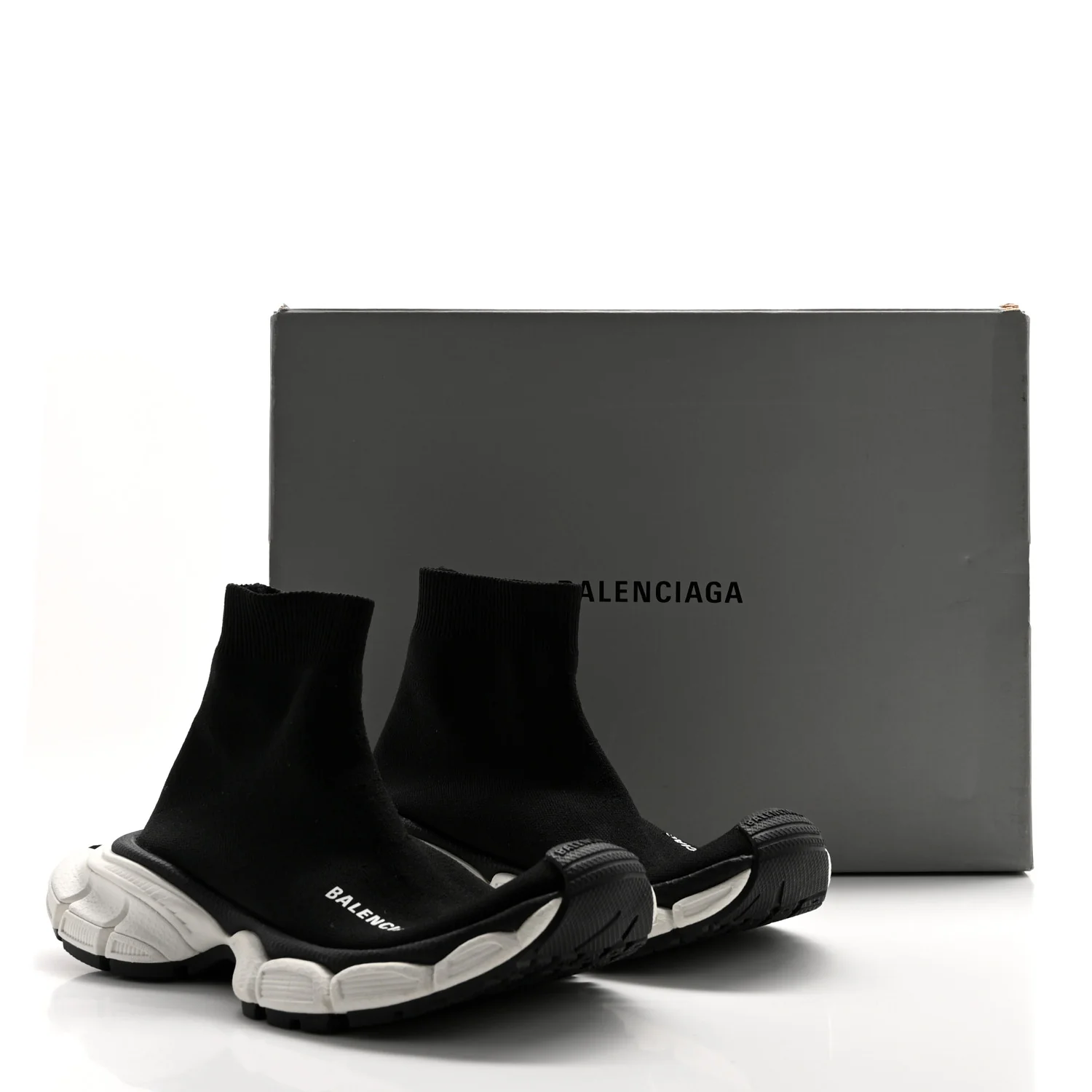 Technical 3D Recycled Knit Womens 3XL Sock Sneakers 35 Black White