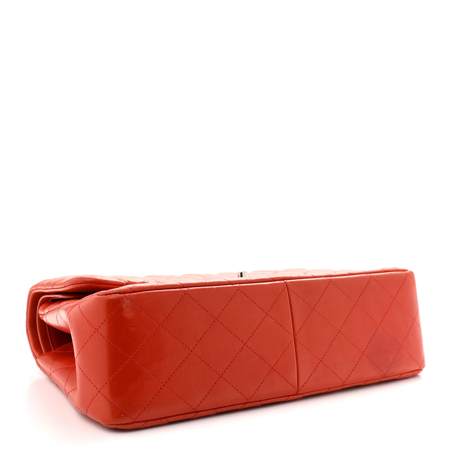 Lambskin Quilted Jumbo Double Flap Red