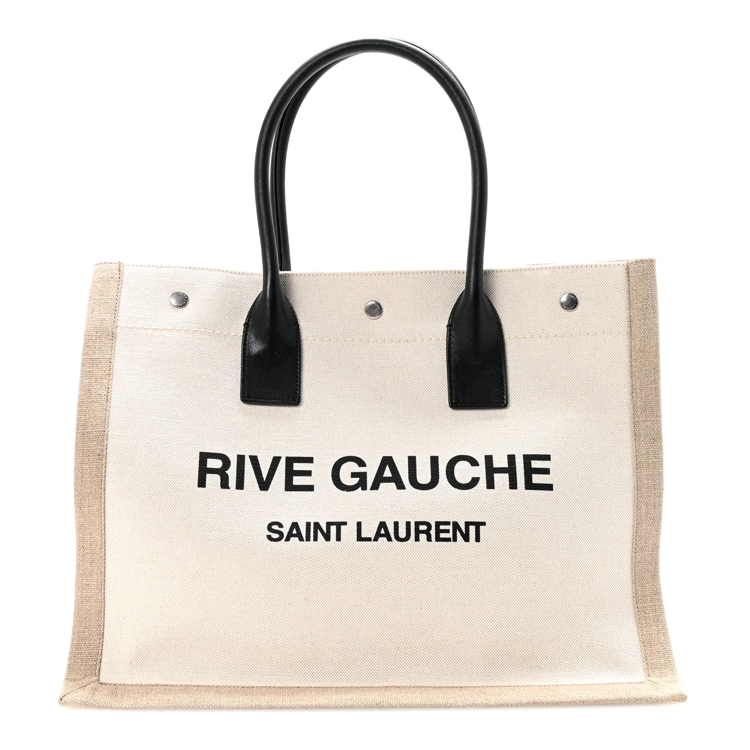 Linen Calfskin Small Rive Gauche Tote Greggio Natural