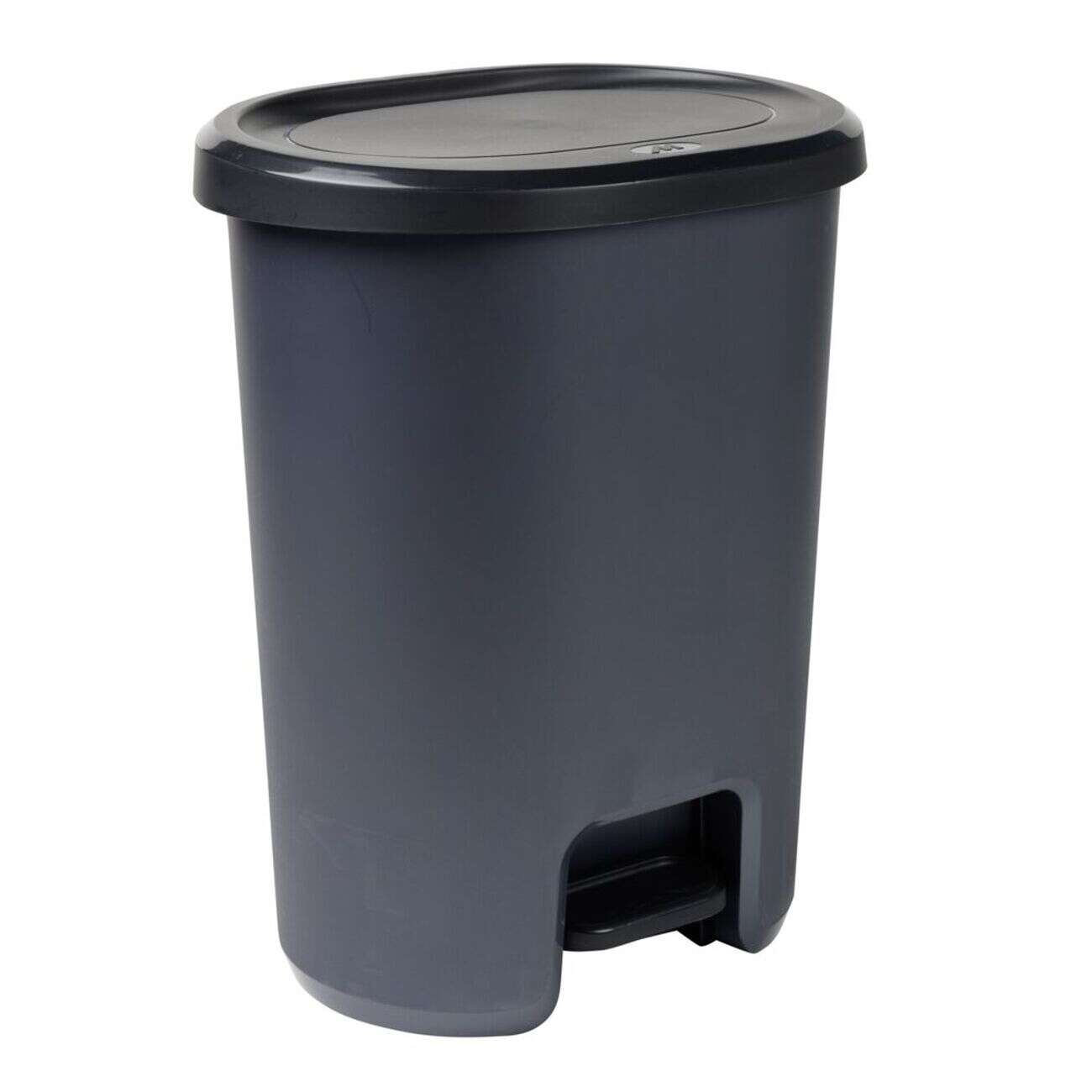 Poubelle à pédale 27L plastique noir et gris foncé 37x30xH46cm