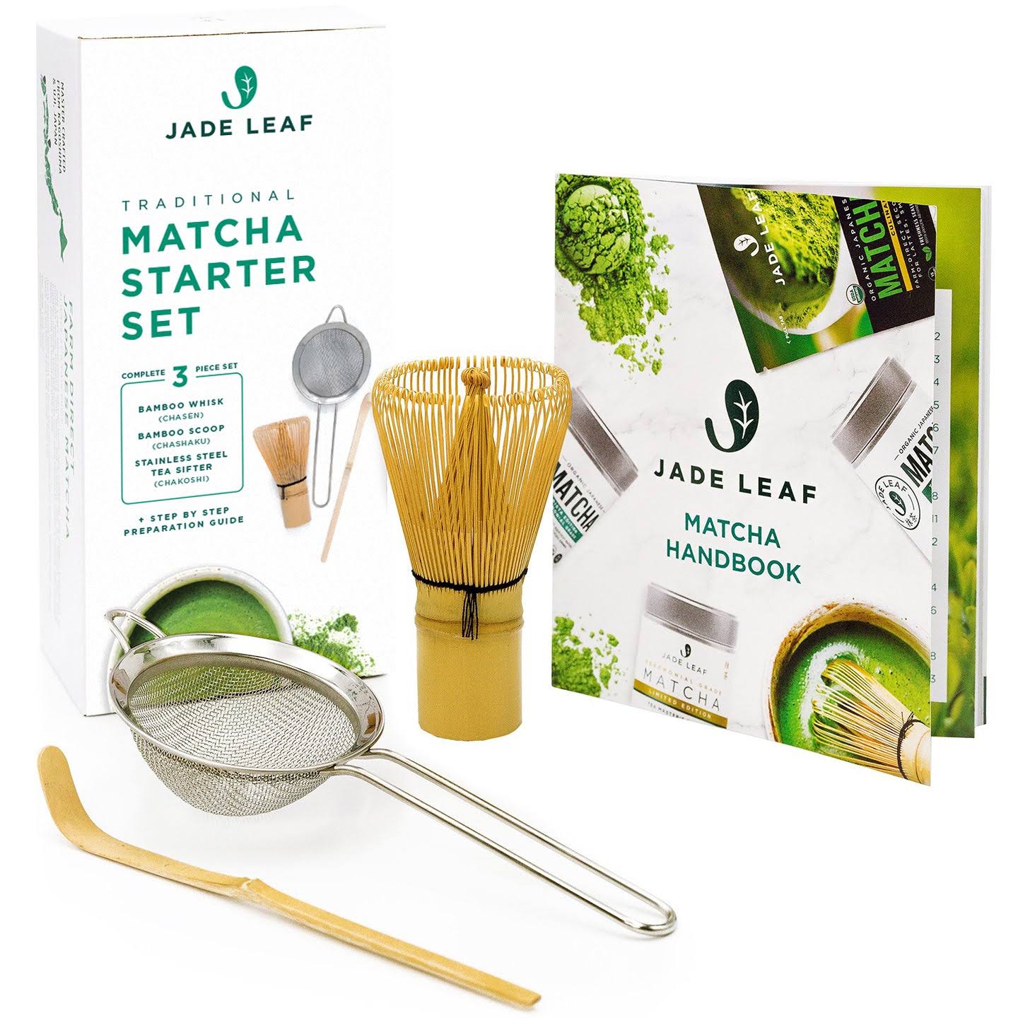 Jade Leaf - Traditional Matcha Starter Set - Bamboo Matcha Whisk Chasen, Bamboo