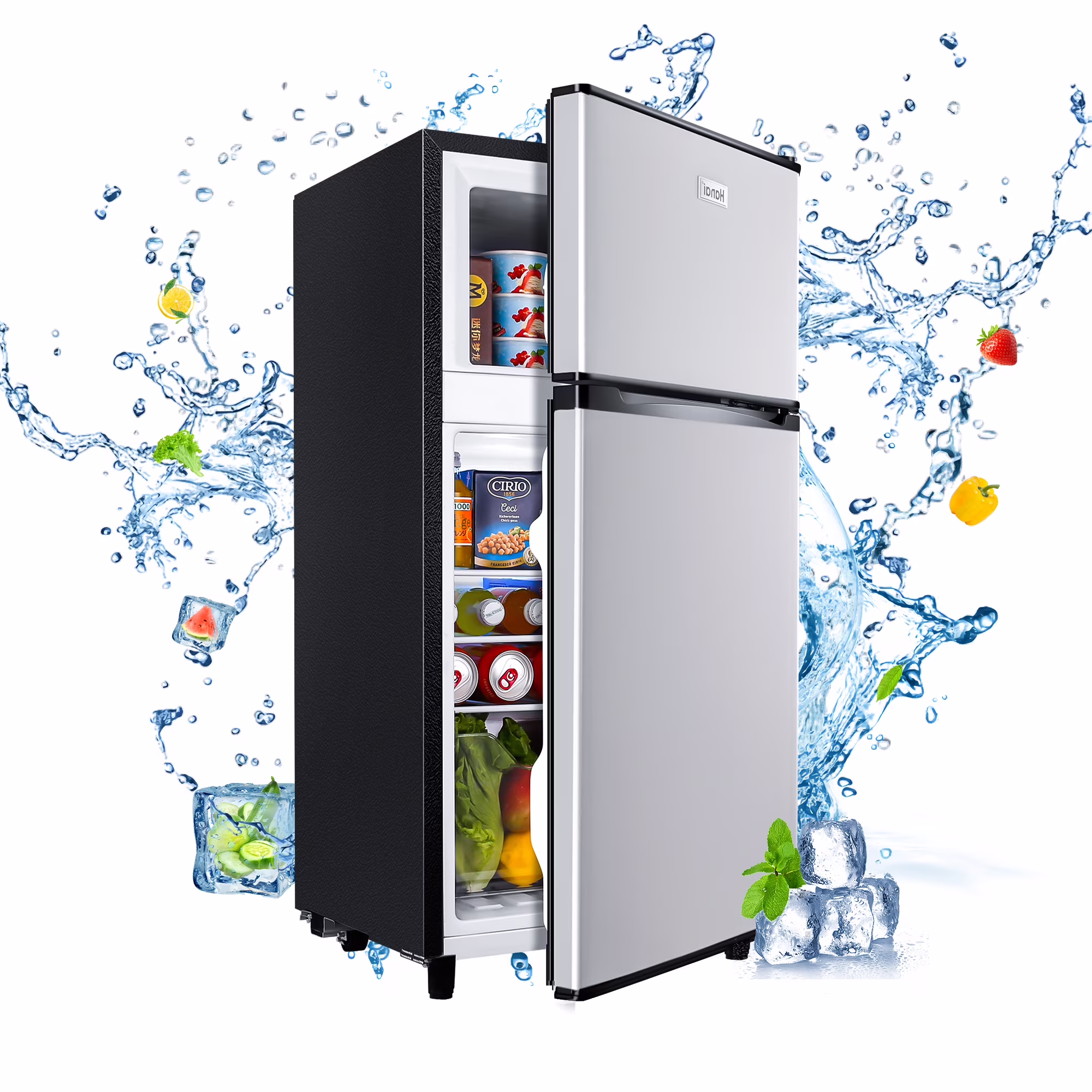 3.5 Cu ft Two Door Mini Fridge, Silvery