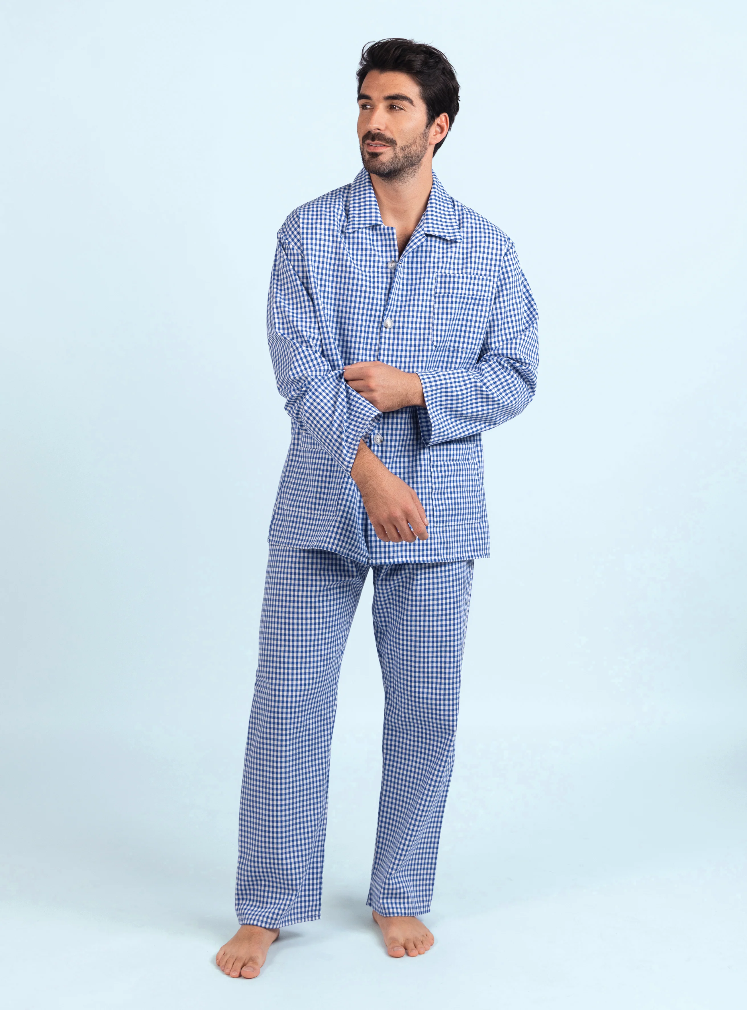 Pyjama manches longues homme en 100% coton