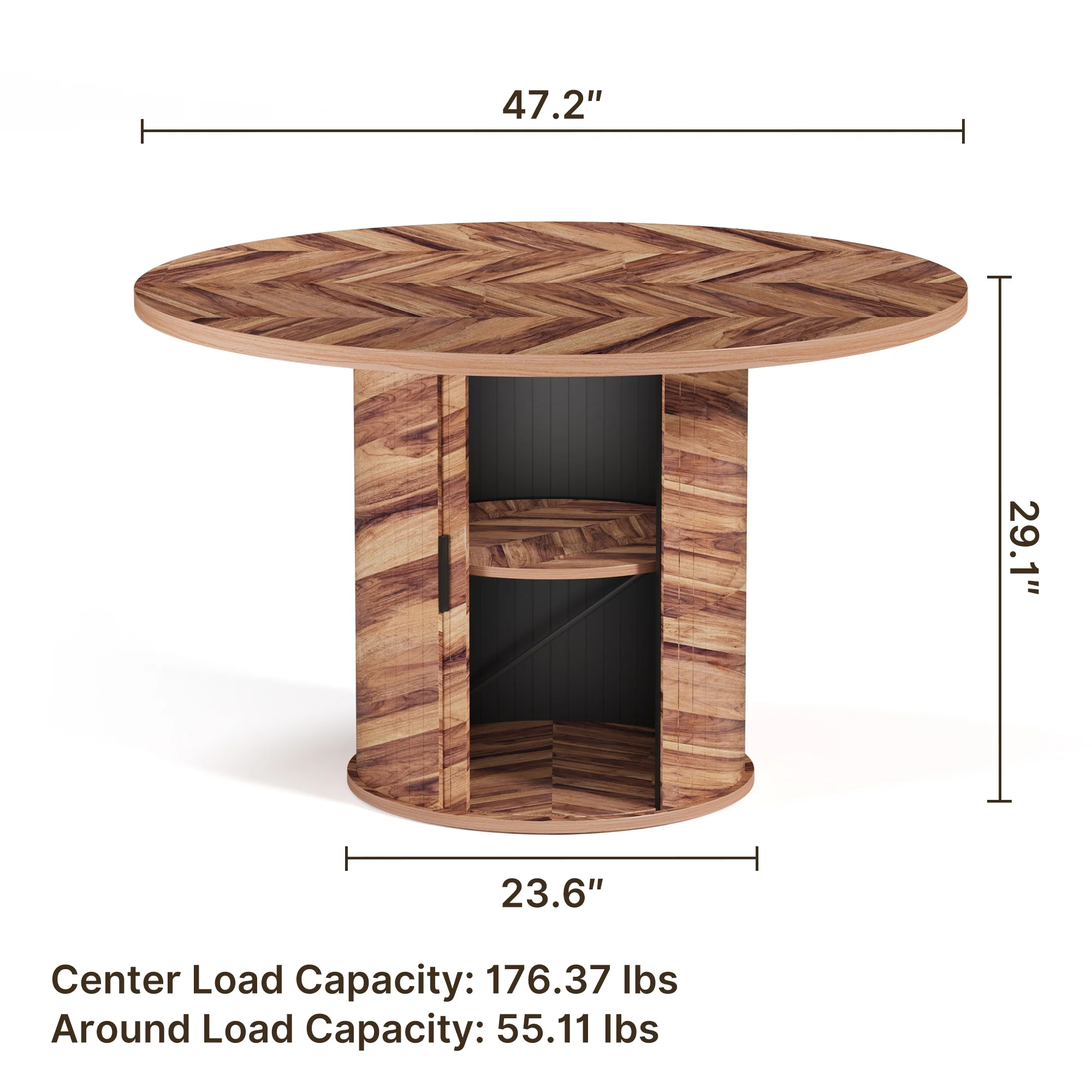 69" Small Modern Sofa with Round Storage Coffee Table(Sliding Door) and Thick Armrest for Living Room Apartment Image 6