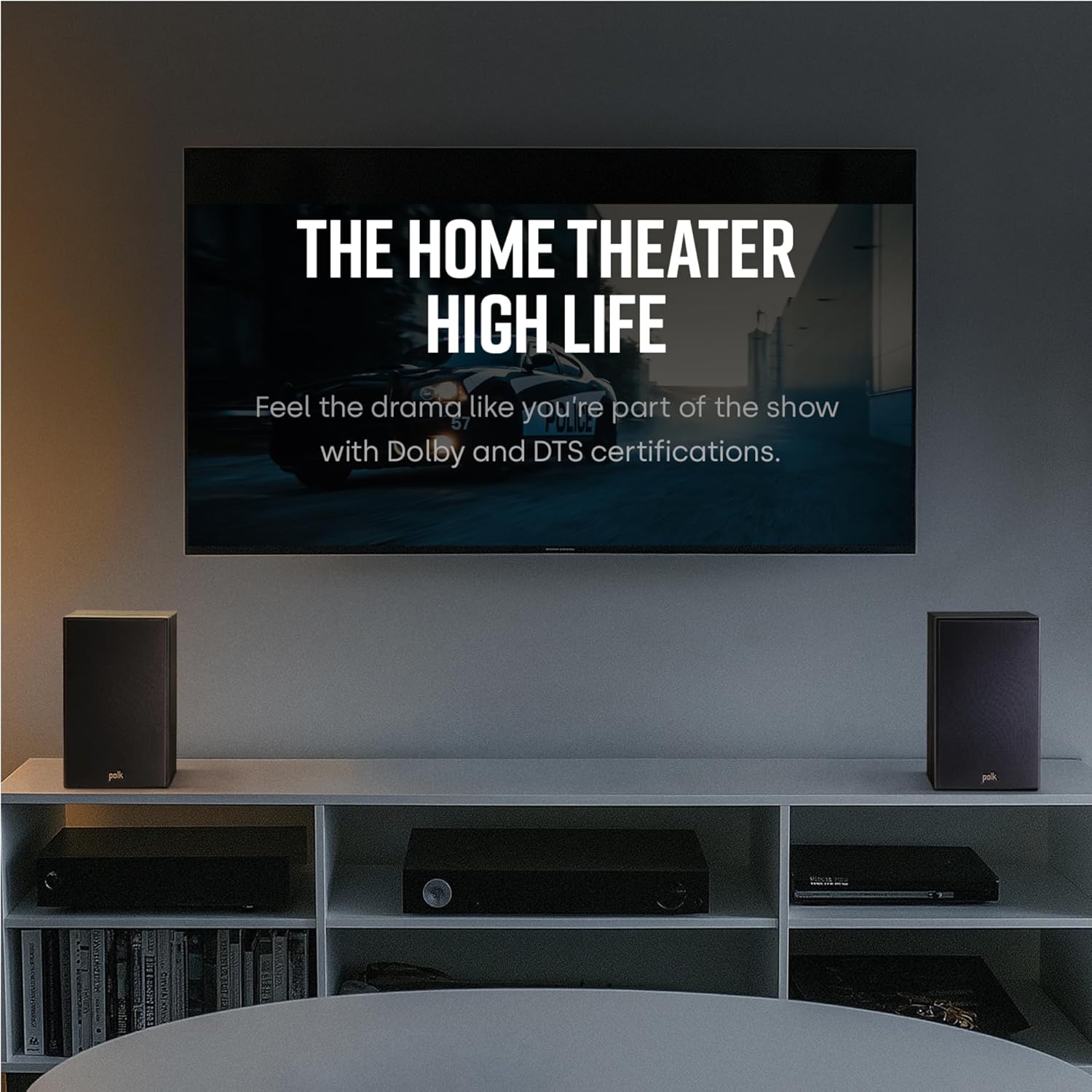 Polk Audio T15 Home Theater and Stereo Bookshelf Speakers – Deep Bass Response  Dolby and DTS Surround  Wall-Mountable  Pair  Black