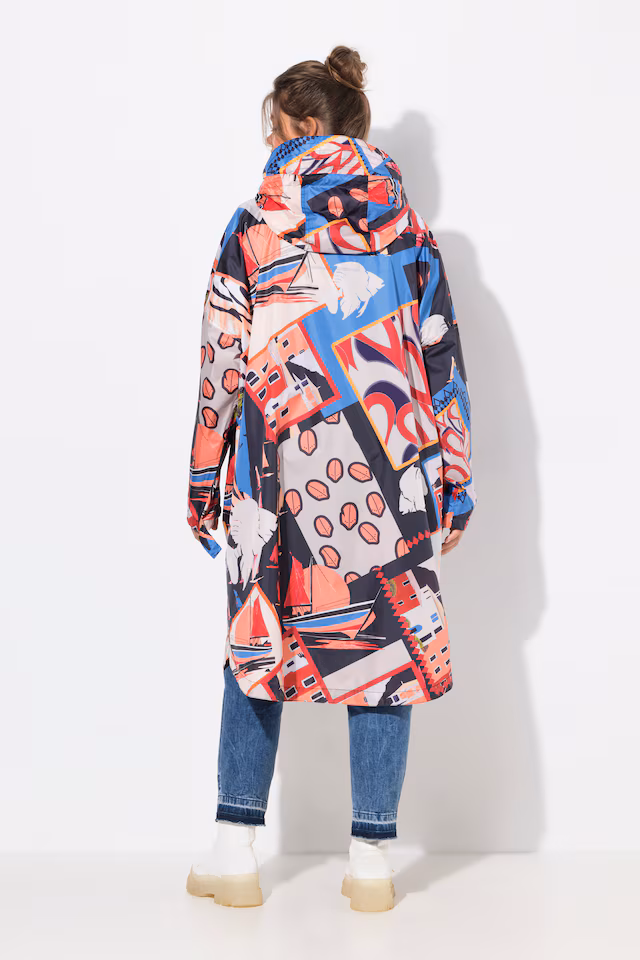 Printed Functional Unisex Hooded Rain Cape