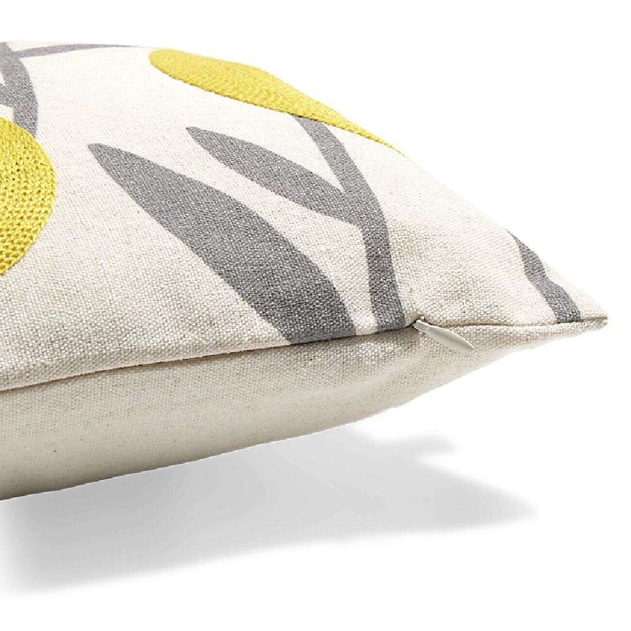 Housse de coussin imprimé floral jaune avec broderie 30x50cm