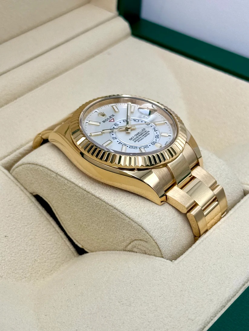 [Super Clone]RLX  Sky-Dweller 42mm Yellow Gold White Dial Oyster - 336938