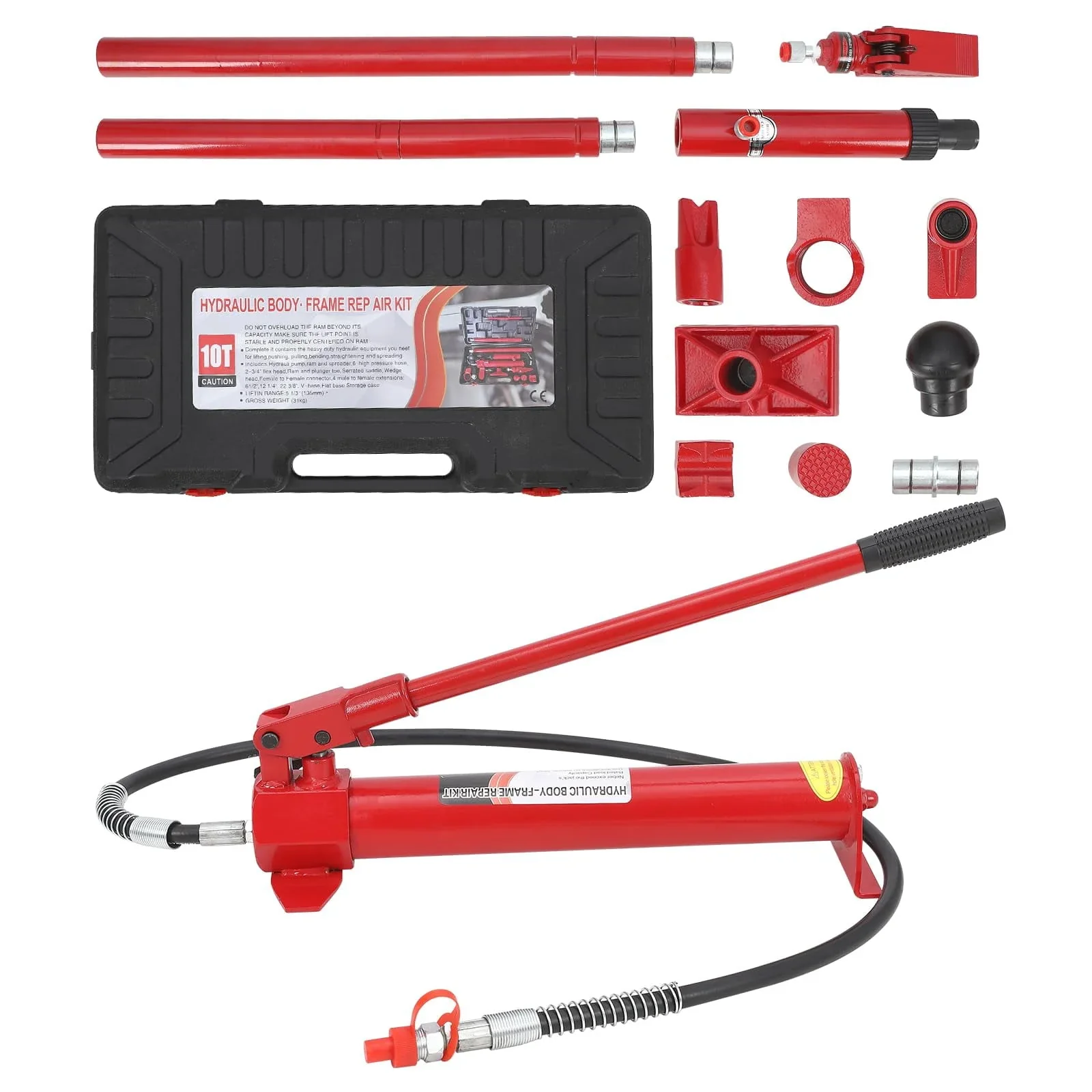 Kojooin Hydraulic Ram Auto Body and Frame Repair Kit with Components and Storage Case