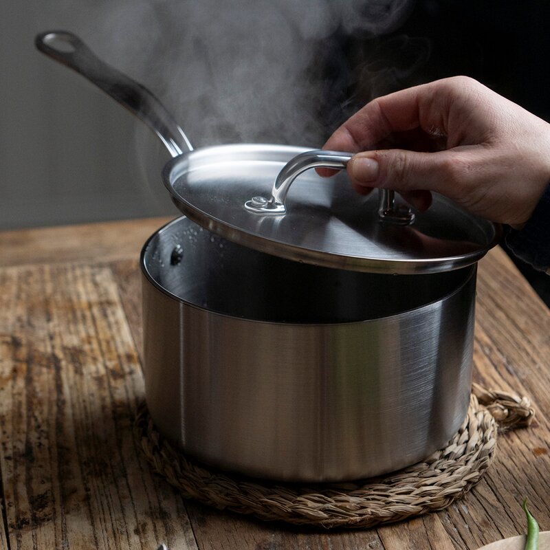 Kasserolle med lokk 2L rustfritt stål