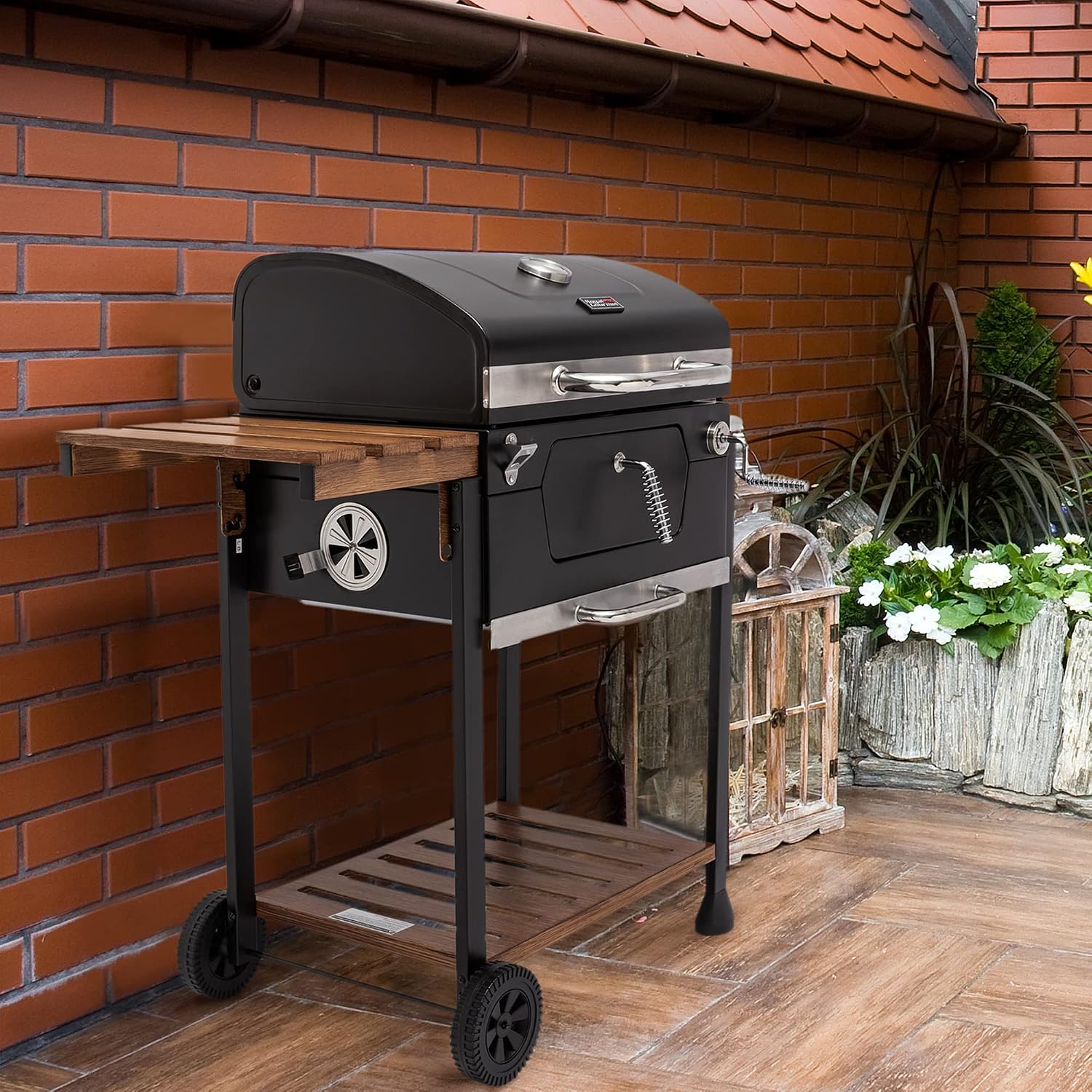 Royal Gourmet CD1824M 24-Inch Charcoal Grill, Folding Table, 490 SqIn