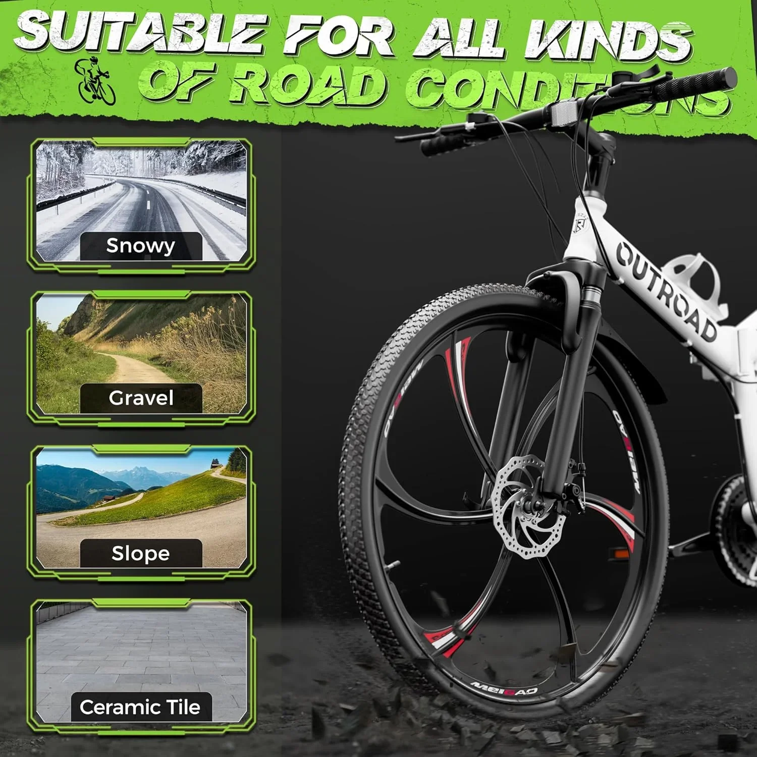 SUNCROWN 26 Inch Folding Mountain Bike, 21 Speed Full Suspension High-Carbon Steel MTB Foldable Bicycle, Dual Disc Brake Non-Slip Folding Bikes for Adults/Men/Women, Black