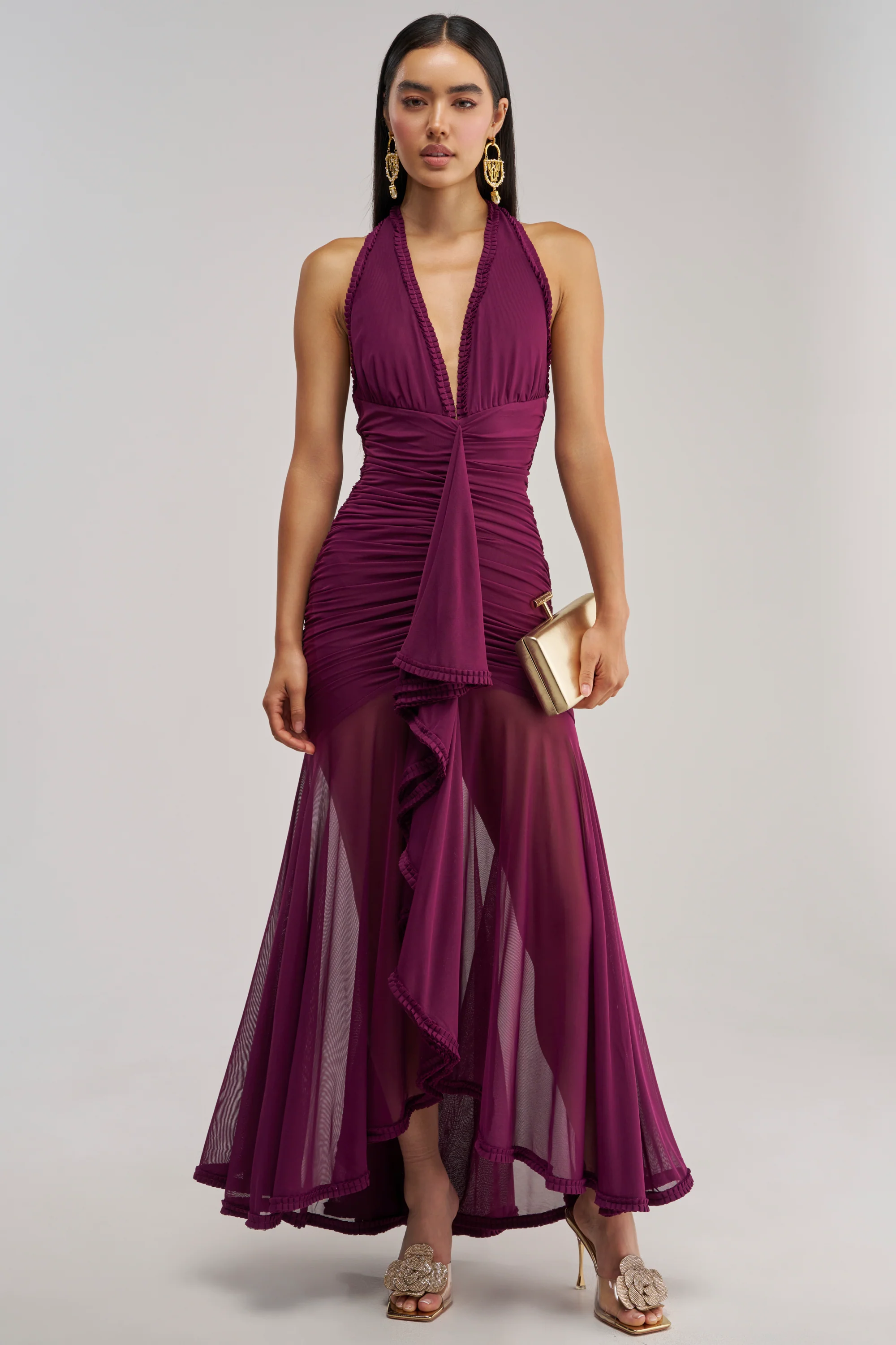 SWEET SUNSET MESH MAXI DRESS IN PLUM - Akira Store