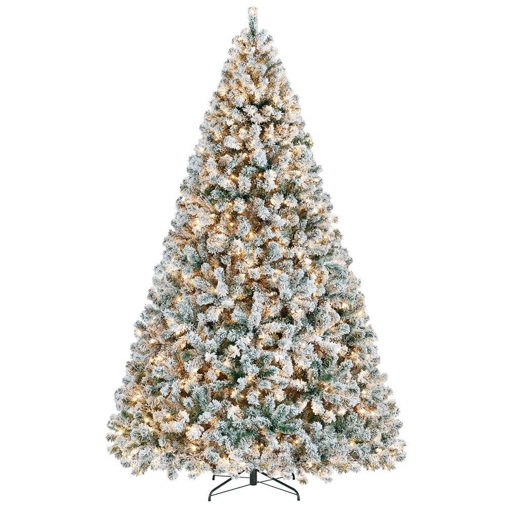 Yaheetech 9�� Pre-Lit Flocked Artificial Christmas Tree