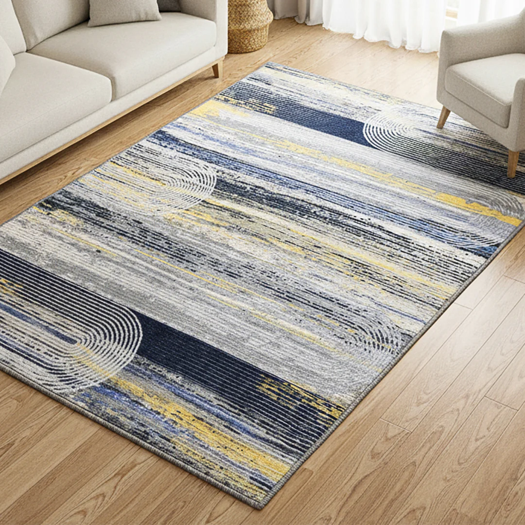 Muddy Mat® Horizon Washable Area Rugs for Living Room, Bedroom & Dining Room – Modern Soft Low Pile Non Slip Carpet – Pet Friendly Waterproof Foldable Rugs for Home