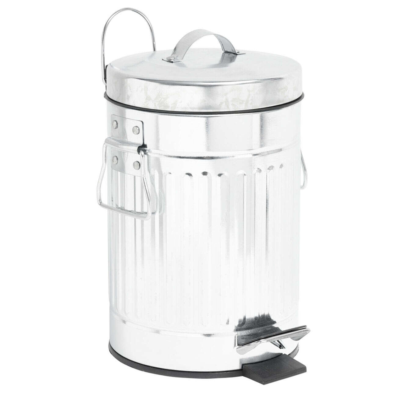 Poubelle en zinc gris avec pédale style rétro industriel Ø17xH28cm