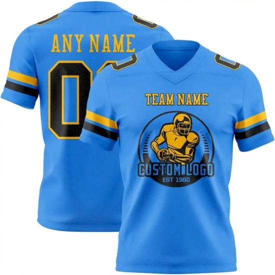 Custom Powder Blue Black-Gold Mesh Jersey